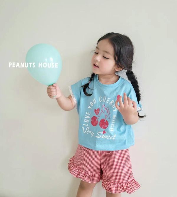 Peanuts house 花生家/2025夏/下擺荷葉短褲/2色 Peanuts house 花生家/正韓童裝/下擺荷葉短褲/2色