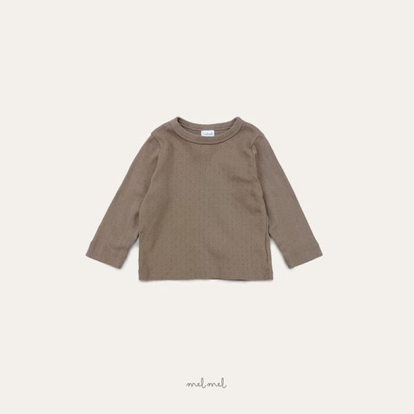 melmel/長袖上衣/日常穿搭/領口圓領/鏤空點狀花紋/3色 melmel/長袖上衣/日常穿搭/領口圓領/鏤空點狀花紋/正韓童裝/秋裝/內搭