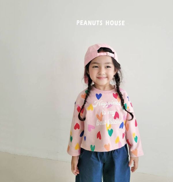 Peanuts house 花生家/長袖上衣/粉色/彩色愛心 Peanuts house 花生家/長袖上衣/粉色/彩色愛心/正韓童裝/秋裝