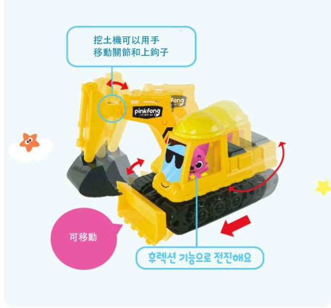 Pinkfong 重型工地車/挖土機/水泥攪拌車/砂石車 碰碰狐/鯊魚寶寶的工具車/砂石車/挖土機/水泥攪拌車
