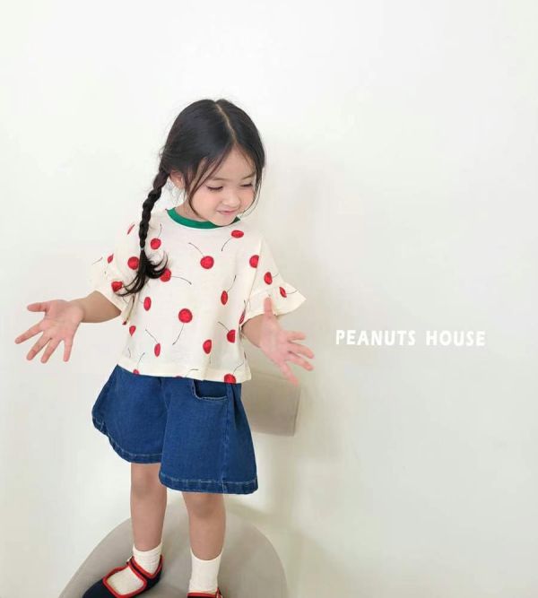 Peanuts house 花生家/2025夏/櫻桃短版上衣 Peanuts house 花生家/正韓童裝/櫻桃短版上衣