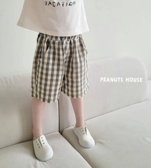 Peanuts house 花生家/2025夏/格子短褲/4色/預購 Peanuts house 花生家/正韓童裝/格子短褲