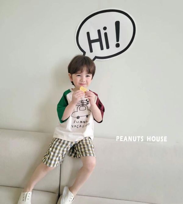 Peanuts house 花生家/2025夏/上衣短褲/袖子拼接 Peanuts house 花生家/正韓童裝/上衣短褲/袖子拼接
