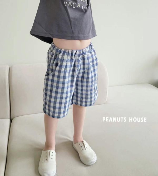 Peanuts house 花生家/2025夏/格子短褲/4色/預購 Peanuts house 花生家/正韓童裝/格子短褲