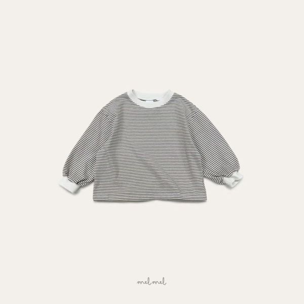 melmel/上衣長袖/袖子縮口/橫條紋配色/舒適/3色 melmel/上衣長袖/袖子縮口/橫條紋配色/舒適/正韓童裝/秋裝/童裝
