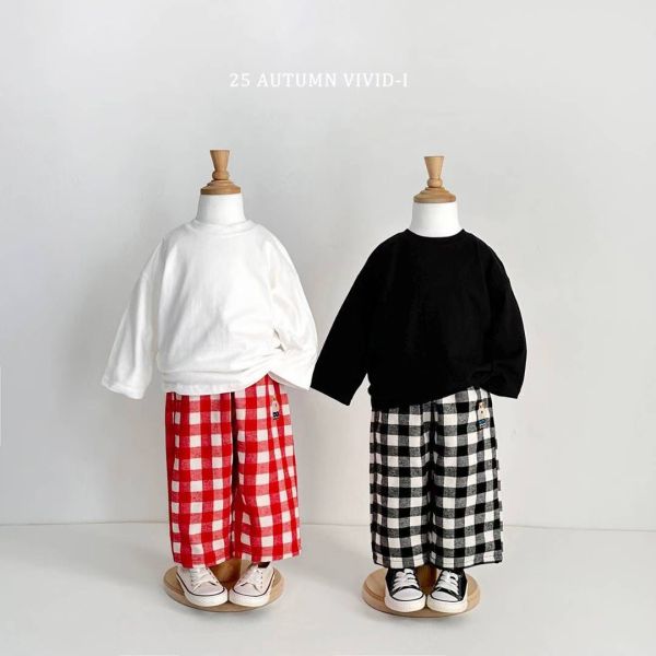 Vivid-i/格紋長褲/刺繡/熊熊/居家/外出/好搭配/3色/預購 Vivid-i/格紋長褲/熊熊/居家/外出/好搭配/3色/日常穿搭/正韓童裝/韓國童裝/童裝/秋裝