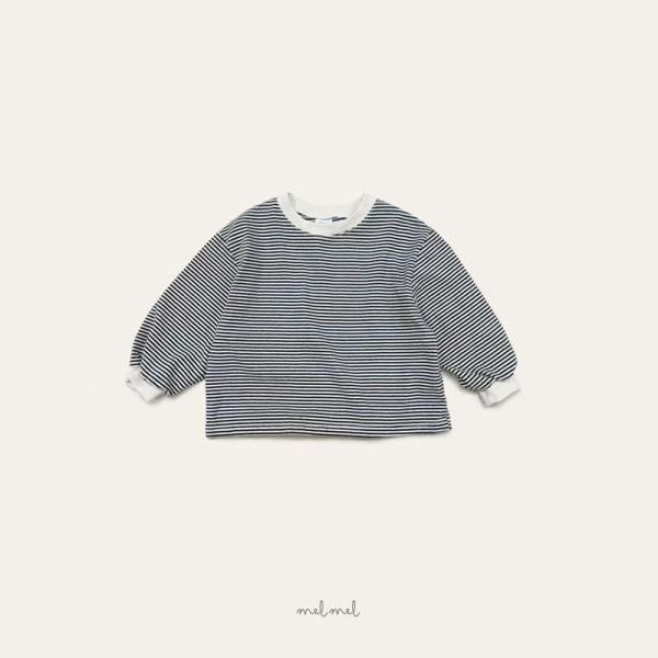 melmel/上衣長袖/袖子縮口/橫條紋配色/舒適/3色 melmel/上衣長袖/袖子縮口/橫條紋配色/舒適/正韓童裝/秋裝/童裝
