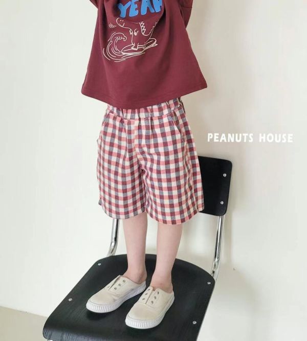 Peanuts house 花生家/2025夏/格子短褲/4色/預購 Peanuts house 花生家/正韓童裝/格子短褲