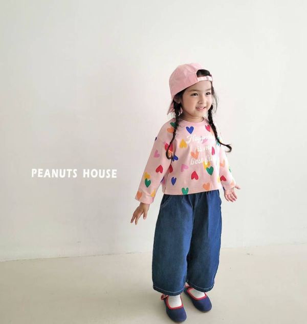 Peanuts house 花生家/長袖上衣/粉色/彩色愛心 Peanuts house 花生家/長袖上衣/粉色/彩色愛心/正韓童裝/秋裝