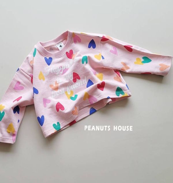 Peanuts house 花生家/長袖上衣/粉色/彩色愛心 Peanuts house 花生家/長袖上衣/粉色/彩色愛心/正韓童裝/秋裝