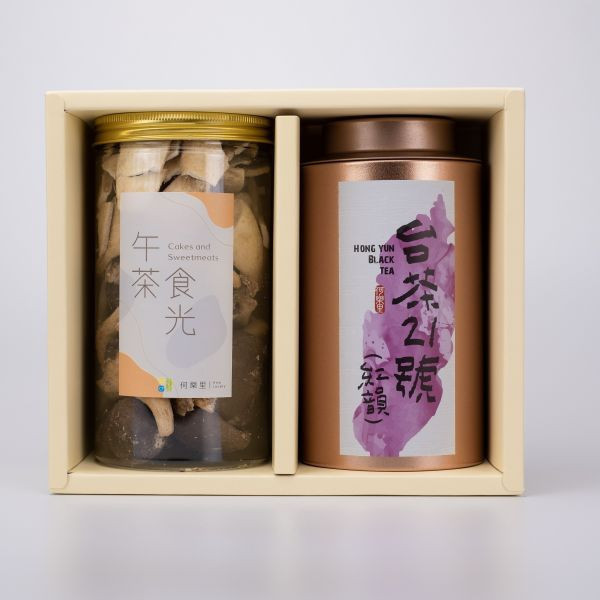 【茶食禮盒】手採台茶21號(紅韻紅茶)75g＋綜合菇菇脆片(2罐裝/盒) 