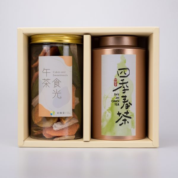 【茶食禮盒】鮮爽四季春茶150g＋綜合蔬菜脆片(2罐裝/盒) 
