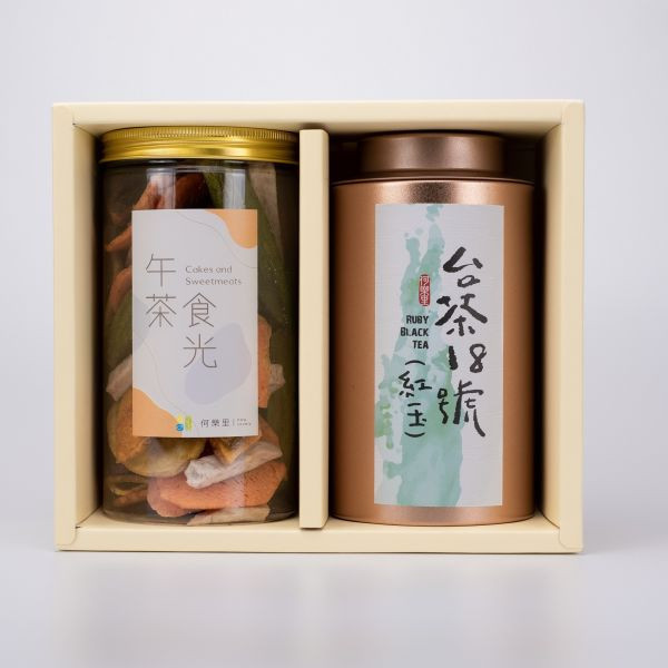 【茶食禮盒】手採台茶18號(紅玉紅茶)50g＋綜合蔬菜脆片(2罐裝/盒) 