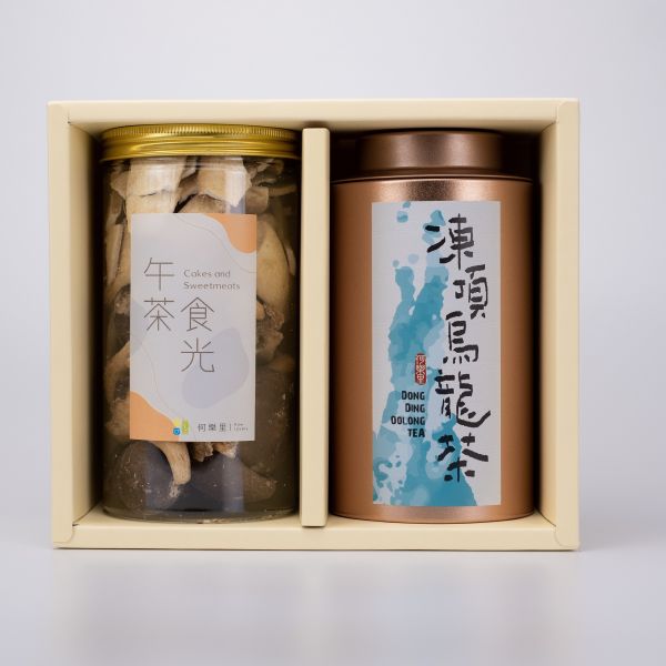 【茶食禮盒】醇厚凍頂烏龍茶150g＋綜合菇菇脆片(2罐裝/盒) 