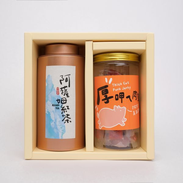 【茶食禮盒】精選阿薩姆紅茶75g＋厚呷ㄟ肉乾(2罐裝/盒) 