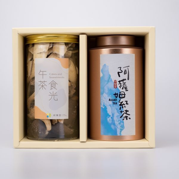 【茶食禮盒】精選阿薩姆紅茶75g＋綜合菇菇脆片(2罐裝/盒) 