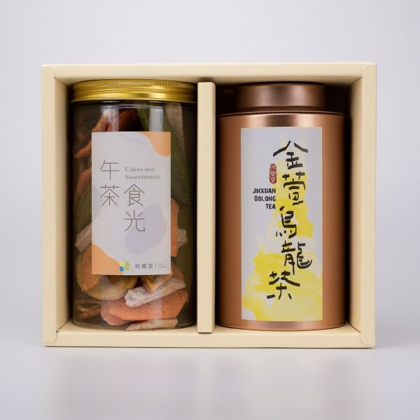 【茶食禮盒】淡雅金萱烏龍茶150g＋綜合蔬菜脆片(2罐裝/盒) 