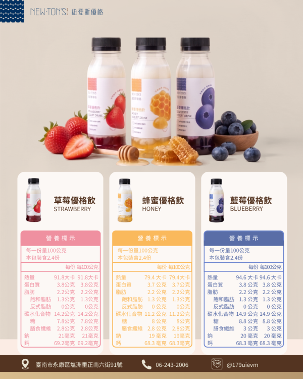 【配方升級】紐登斯優格飲 草莓口味 