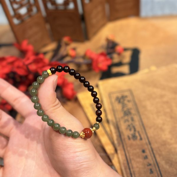 原創設計款｜紅樓夢 小葉紫檀 碧玉 南紅 6mm 單圈設計款 紅配綠 綠肥紅瘦 知否 禪意 