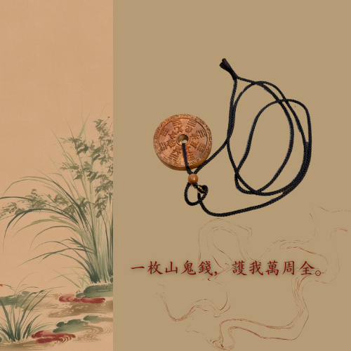 老山檀香藝品｜山鬼花錢 吊飾 掛飾 項鍊 車掛 道家法寶 避邪擋煞 