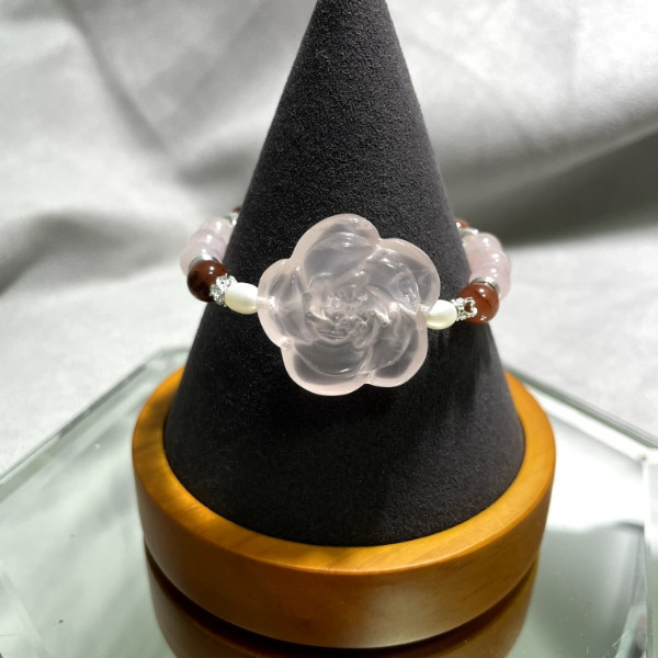 蕊 馬達加斯加,粉晶,紅兔毛,手鍊