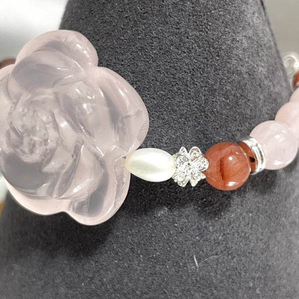 蕊 馬達加斯加,粉晶,紅兔毛,手鍊