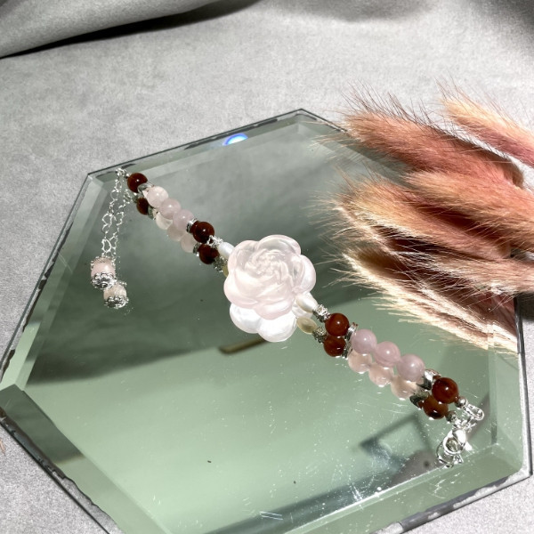 蕊 馬達加斯加,粉晶,紅兔毛,手鍊