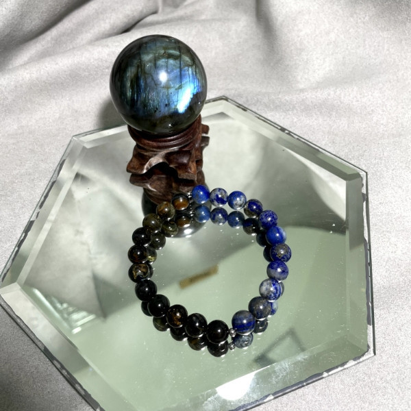 簡約夢幻 水晶,彩虎眼,青金石,手鍊