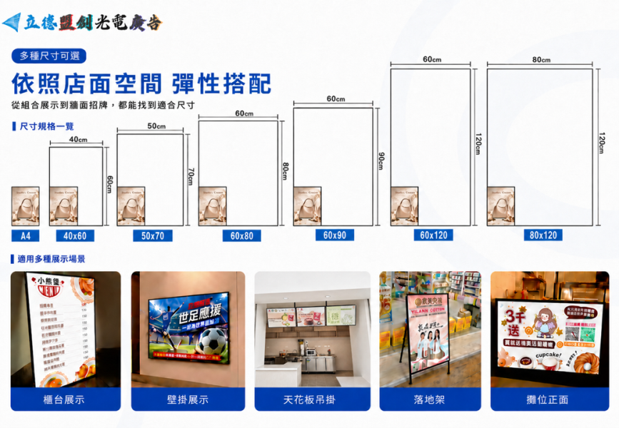 【立德盟創】台灣出貨 LED超薄發光燈箱 發光招牌 廣告燈箱 菜單招牌 廣告燈箱 LED燈箱/招牌 展示架 抽換燈片(可懸掛 加購鐵架 水晶質感鏡面) 發光LED燈箱,招牌燈箱,磁吸燈箱,吧臺展示牌,A4桌上型招牌,櫃台招牌,超薄燈箱,廣告燈箱