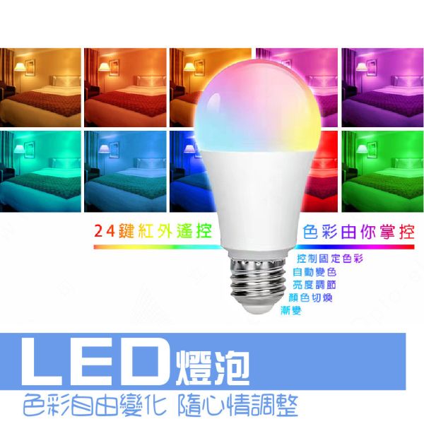 七彩蘑菇燈  LED燈泡  智能燈泡 RGB球泡燈 氣氛燈 多功能可調光 附遙控器 
