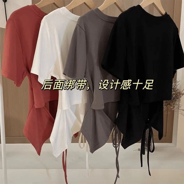 胖mm後背繫帶收腰上衣 