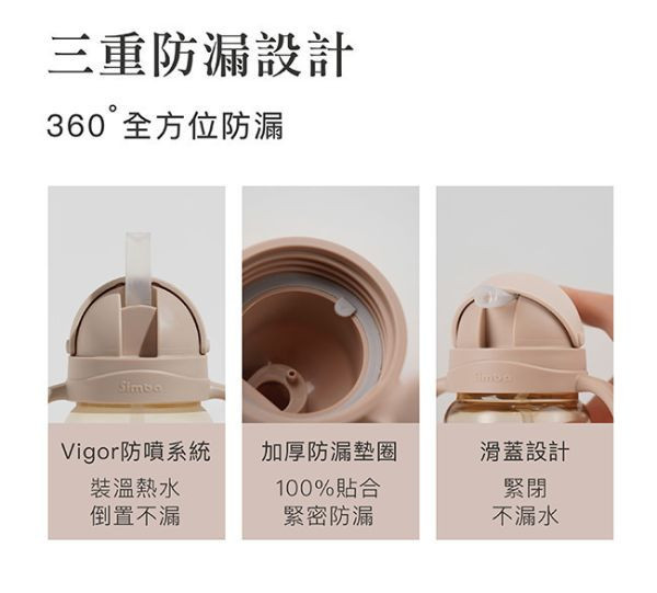 蘊蜜寬口防漏滑蓋把手吸管組 