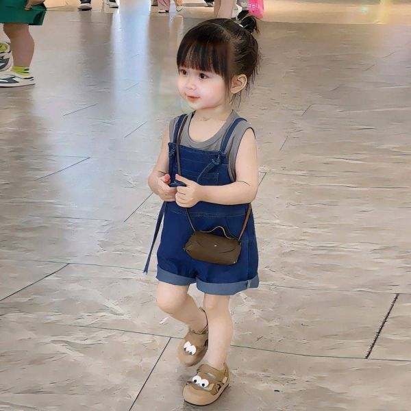 韓系甜美牛仔吊帶褲 