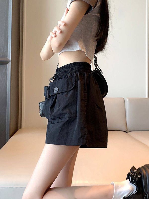 高腰工裝風短褲 