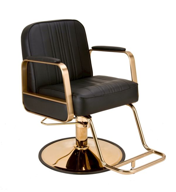 台灣工廠/專業美髮椅-油壓升降-金色 