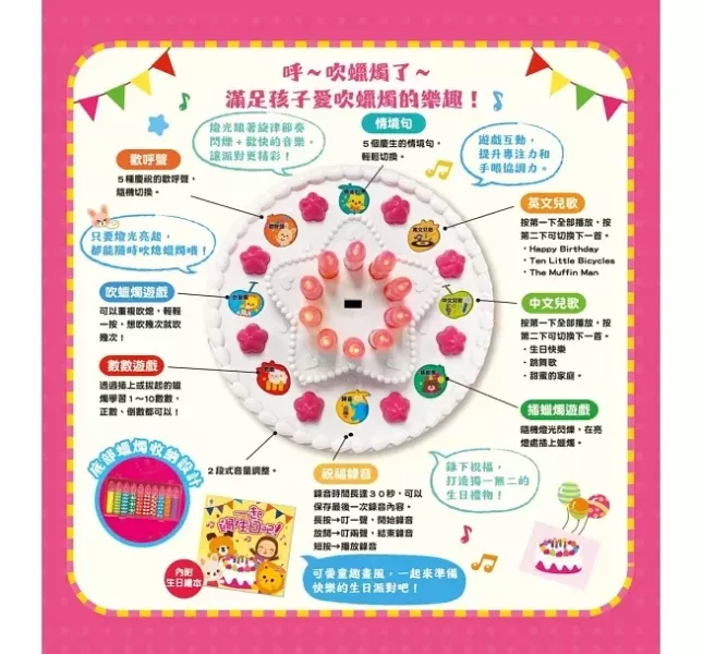 双美｜小寶貝吹蠟燭聲光蛋糕 聲光蛋糕,吹蠟燭玩具,寶寶生日禮,生日繪本