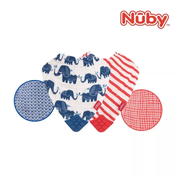 Nuby 紗布咬咬兜 2入組圍兜(隨機出貨) 