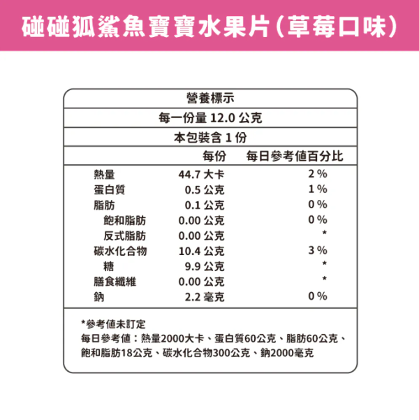 碰碰狐鯊魚寶寶水果片12g(草莓/蘋果) 