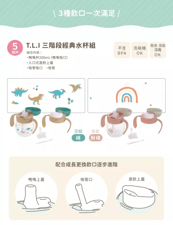 Richell 利其爾 TLI第四代水杯階段組合系列(多款可選) 