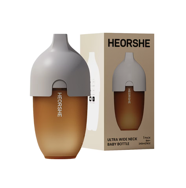 HEORSHE 寬口矽膠仿母乳奶瓶 240ml 