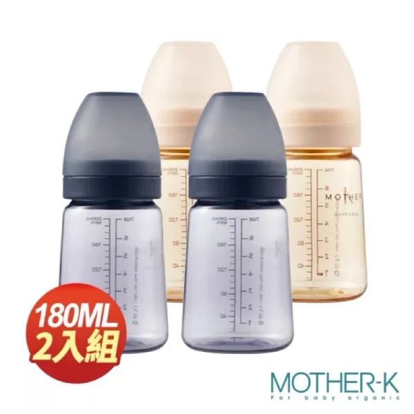 MOTHER-K 精粹極簡PPSU奶瓶180ml 2入組(夜幕藍/晨曦白) 