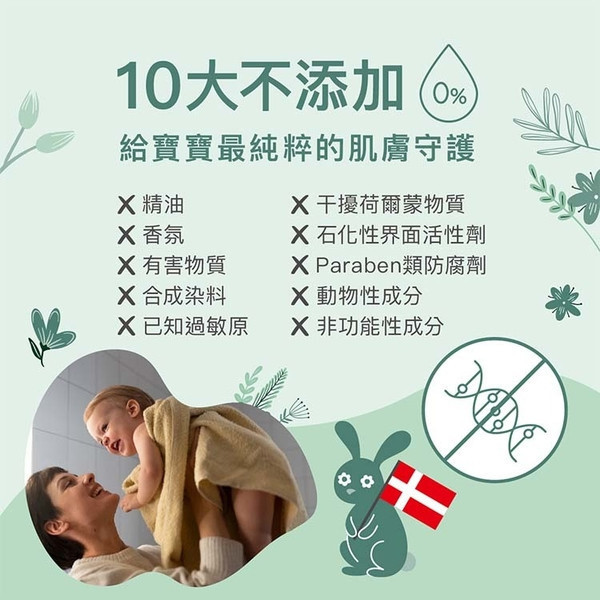 Derma丹麥德瑪 寶寶經典洗護三件禮 新生賀禮/滿月禮盒 有機寶寶系列 