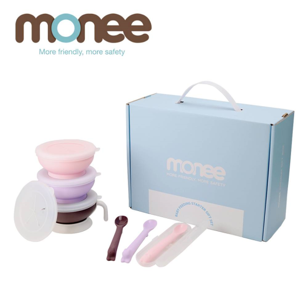 Monee 100%白金矽膠寶寶學習餐具禮盒(多色可選) 