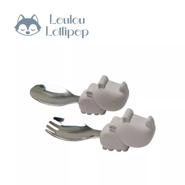 Loulou Lollipop 動物造型 304不鏽鋼學習訓練叉匙組 