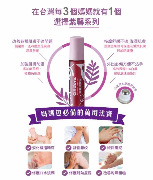 Cindora馨朵拉 寶寶舒緩紫馨膏油萬用組 (紫馨膏 家庭號 20g/紫馨油10ml) 