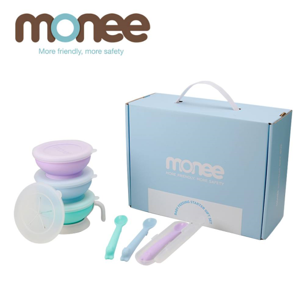 Monee 100%白金矽膠寶寶學習餐具禮盒(多色可選) 