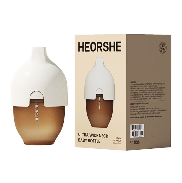 HEORSHE 寬口矽膠仿母乳奶瓶 160ml 