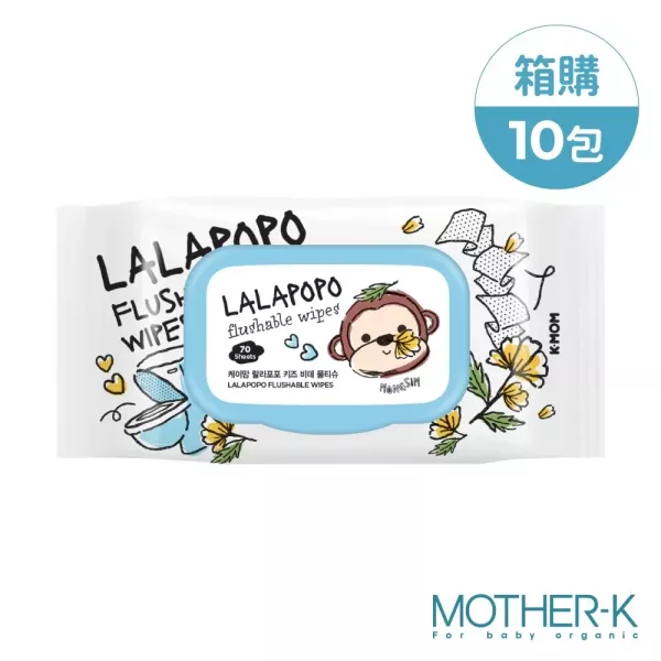 MOTHER-K LALAPOPO 金盞花可沖式濕紙巾70抽-掀蓋款(單包/箱購) 