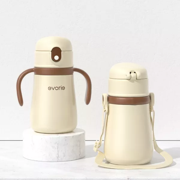evorie SUS316不鏽鋼吸管保溫瓶兒童保溫杯 350ml 可拆卸手柄 