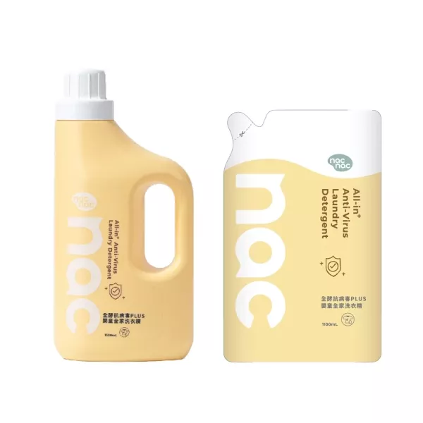 nac nac 全酵抗病毒PLUS嬰童全家洗衣精 罐裝1500ml+補充包1100ml 